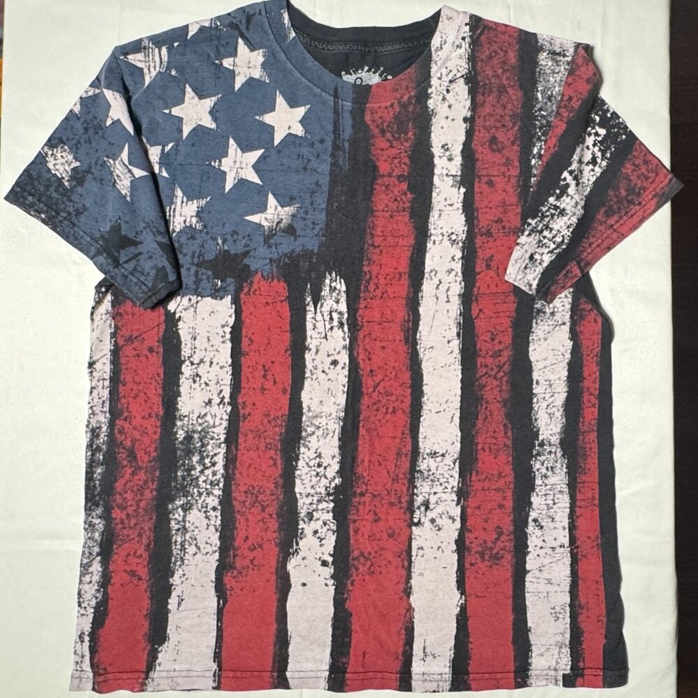 (L) ODM IT'S ABOUT THE ART American Flag TShirt Solid Black Back